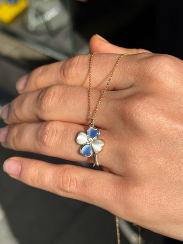 14 AYAR BEYAZ MAVI YONCA KOLYE