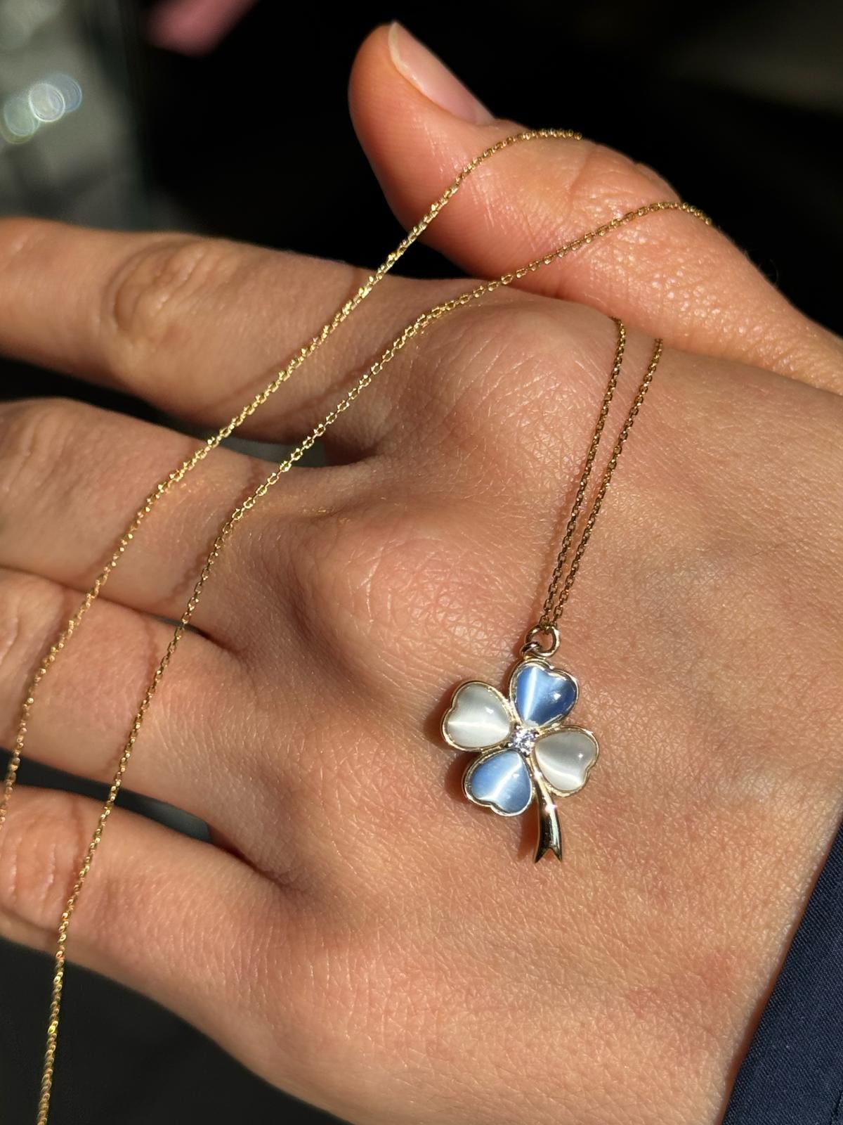 14 AYAR BEYAZ MAVI YONCA KOLYE