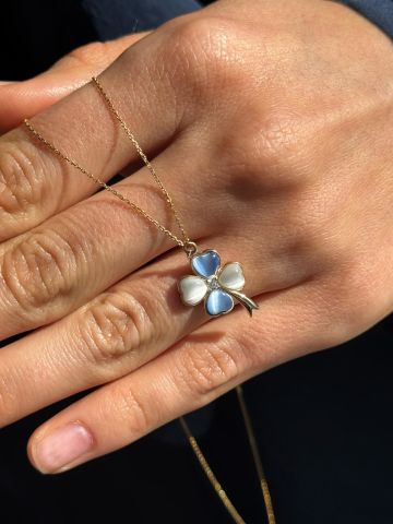 14 AYAR BEYAZ MAVI YONCA KOLYE