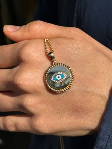 14 AYAR MAVİ GÖZ KOLYE